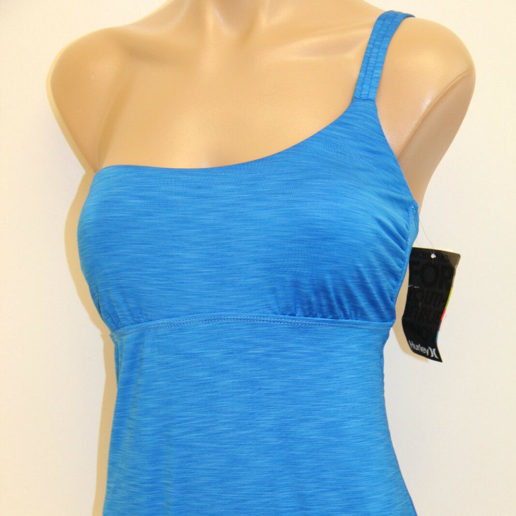 Nwt Hurley Swimsuit Bikini One 1 Piece One Shoulder Strappy Blue